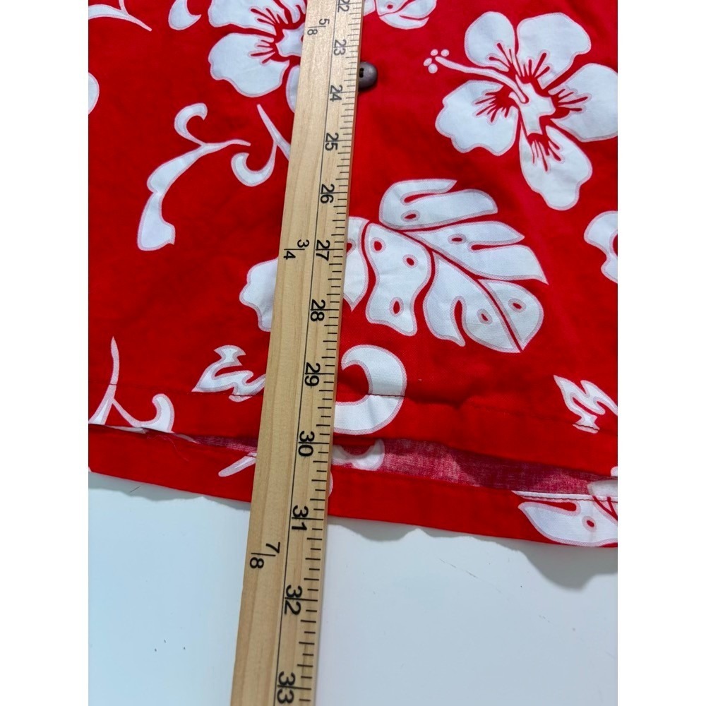 Palmwave Hawaii Shirt Mens XXL Red White Hibiscus Floral Resortware Vacation - Picture 8 of 11